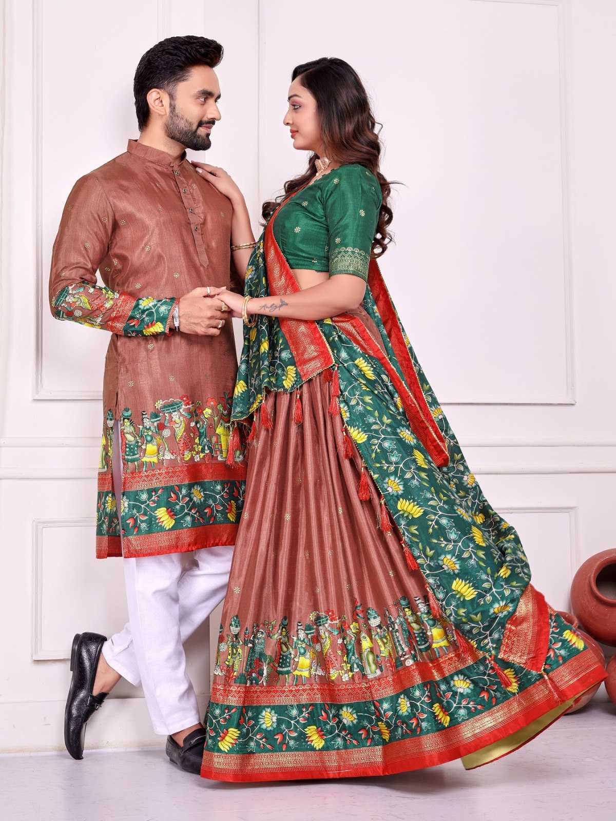 Dola Silk Couple Wear Matching Ethnic Outfit