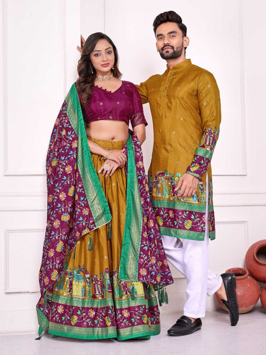 Dola Silk Couple Wear Matching Ethnic Outfit