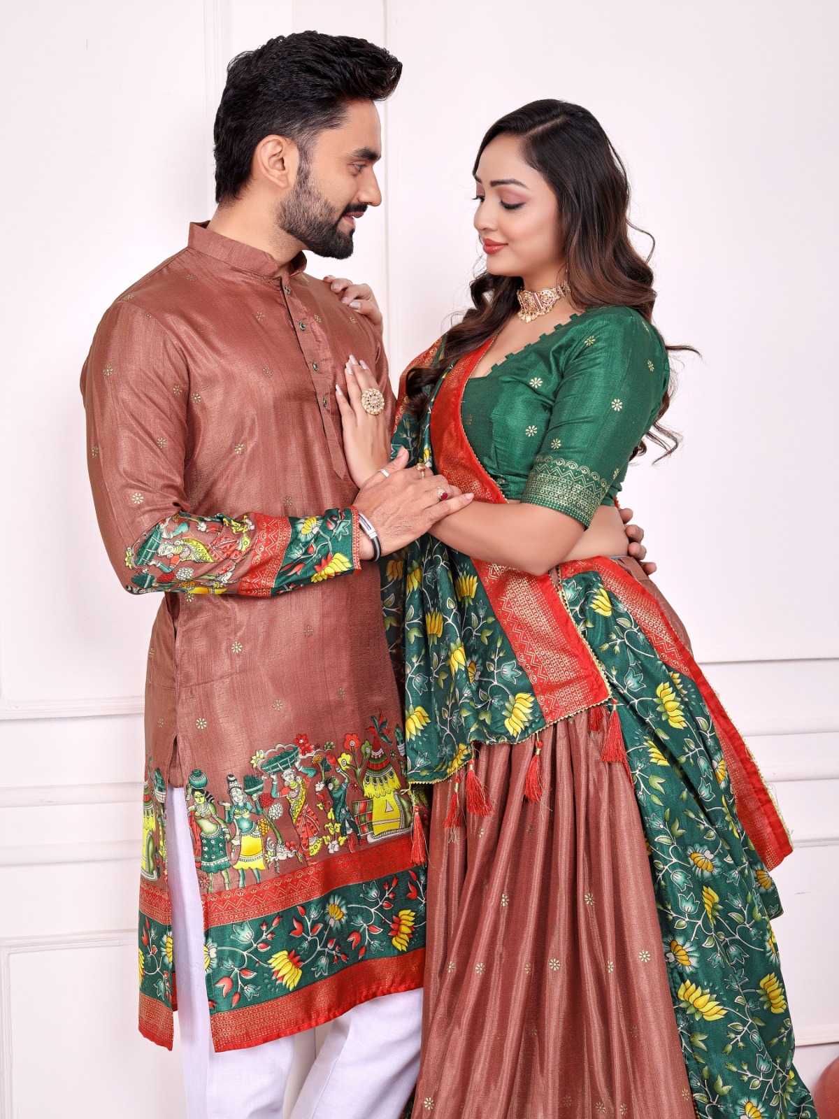 Dola Silk Couple Wear Matching Ethnic Outfit