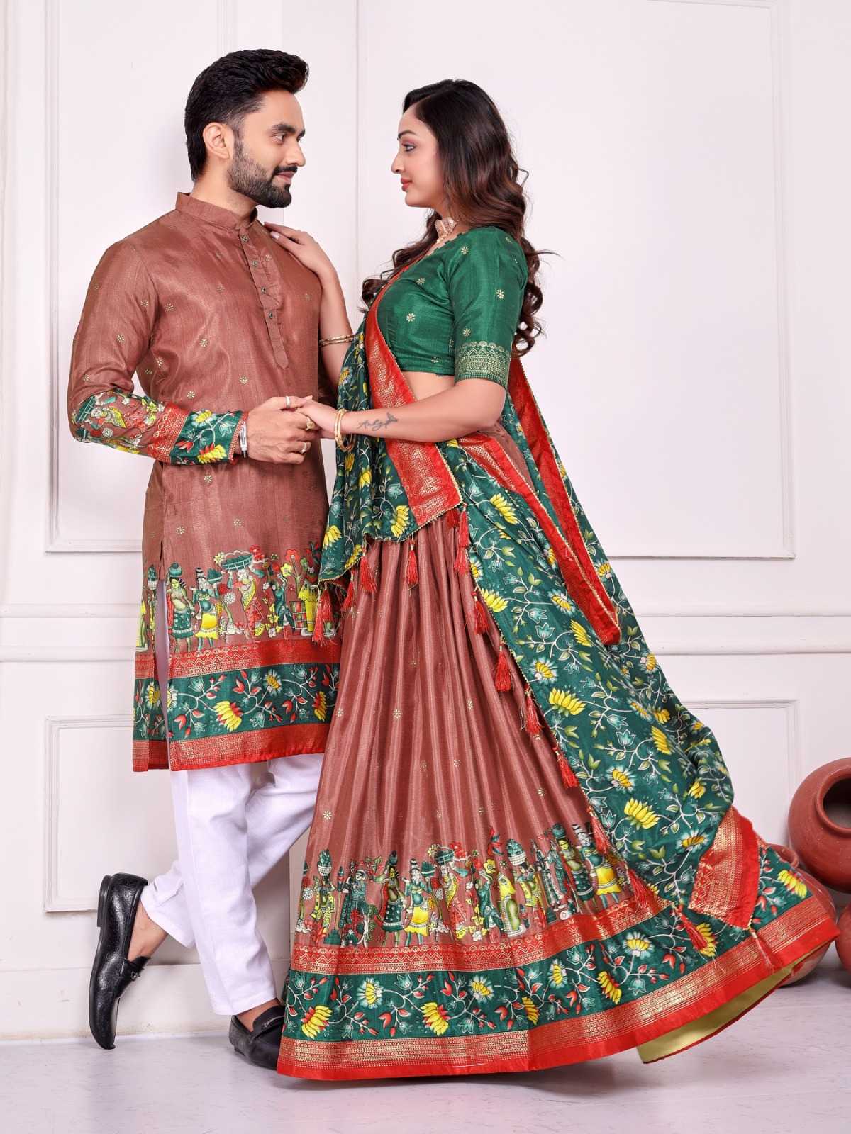Dola Silk Couple Wear Matching Ethnic Outfit