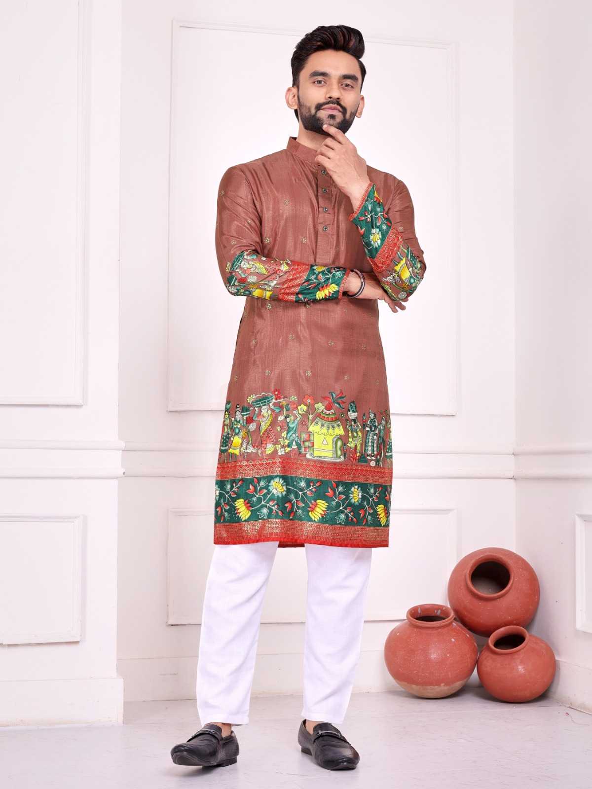 Dola Silk Couple Wear Matching Ethnic Outfit