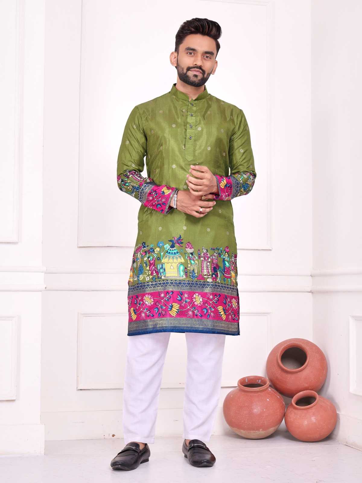 Dola Silk Couple Wear Matching Ethnic Outfit