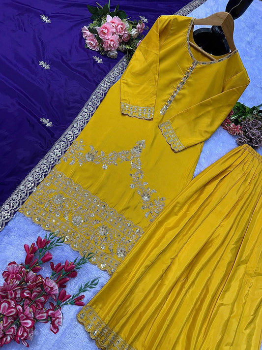 Fancy Sharara Embroidery Salwar Suits