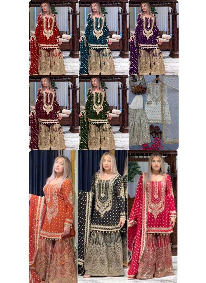 Faux Georgette Embroidery Sharara Salwar Suit Wedding guest Dress Collection
