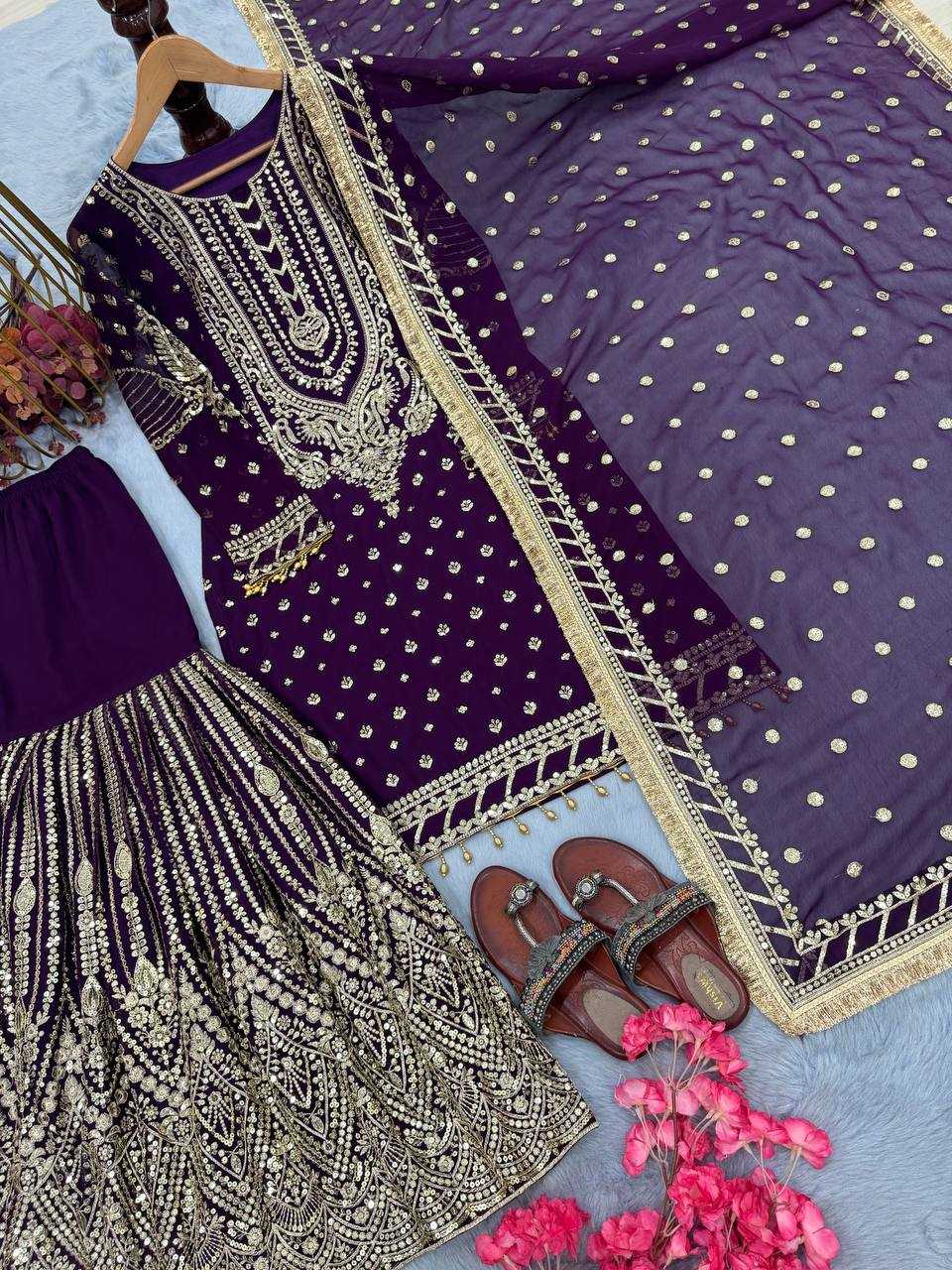 Faux Georgette Embroidery Sharara Salwar Suit Wedding guest Dress Collection
