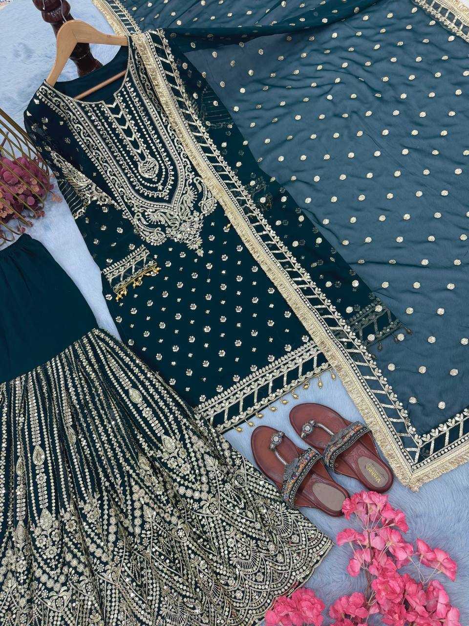 Faux Georgette Embroidery Sharara Salwar Suit Wedding guest Dress Collection