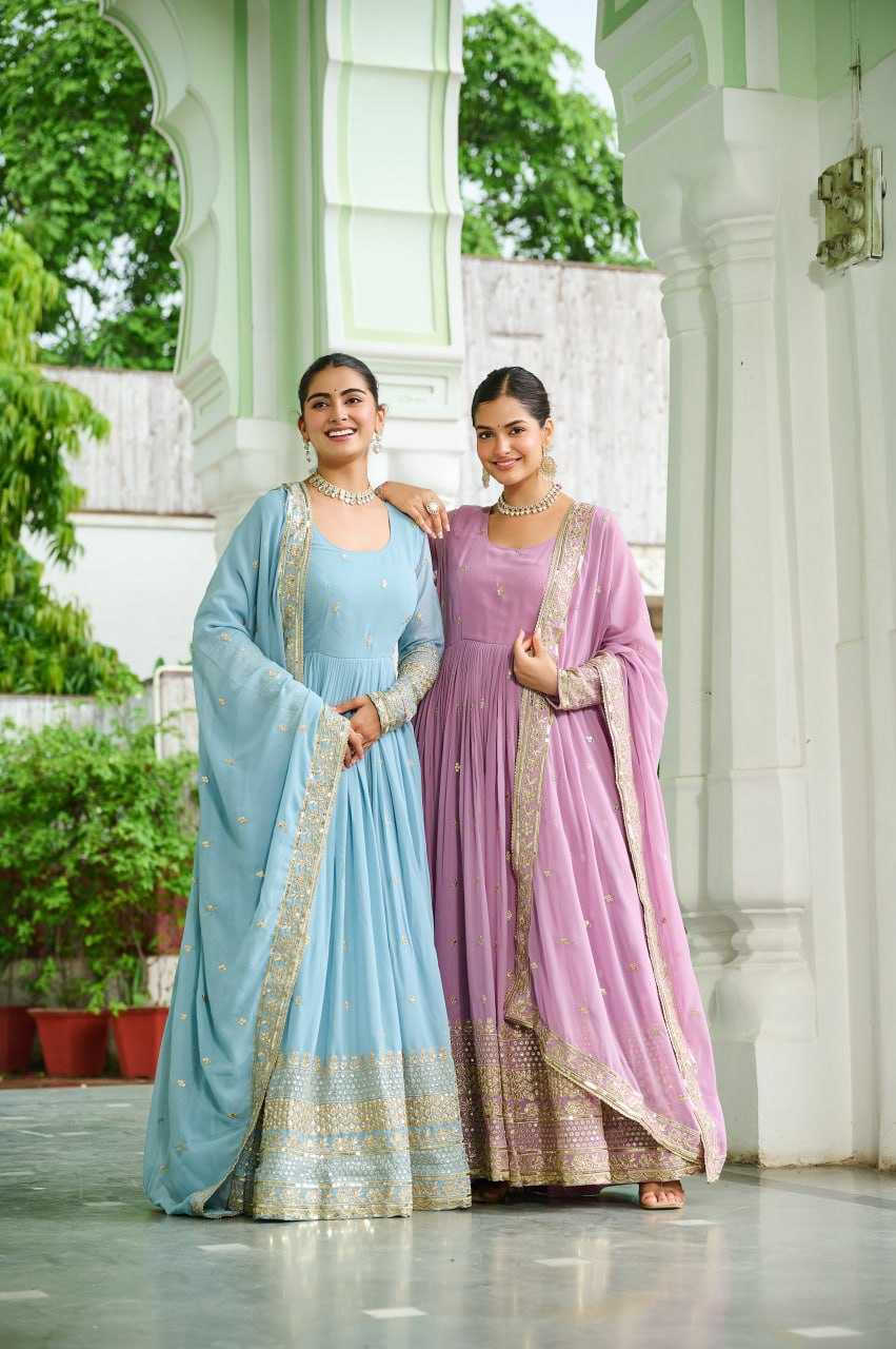 Faux Georgette Embroidery Anarkali Fancy Gowns