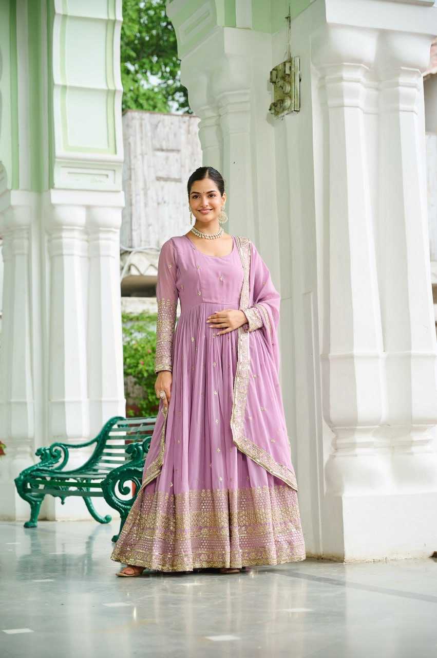 Faux Georgette Embroidery Anarkali Fancy Gowns