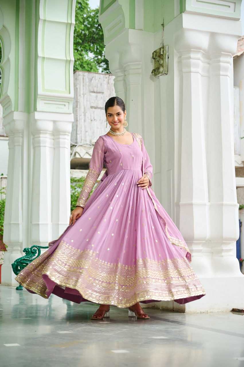 Faux Georgette Embroidery Anarkali Fancy Gowns