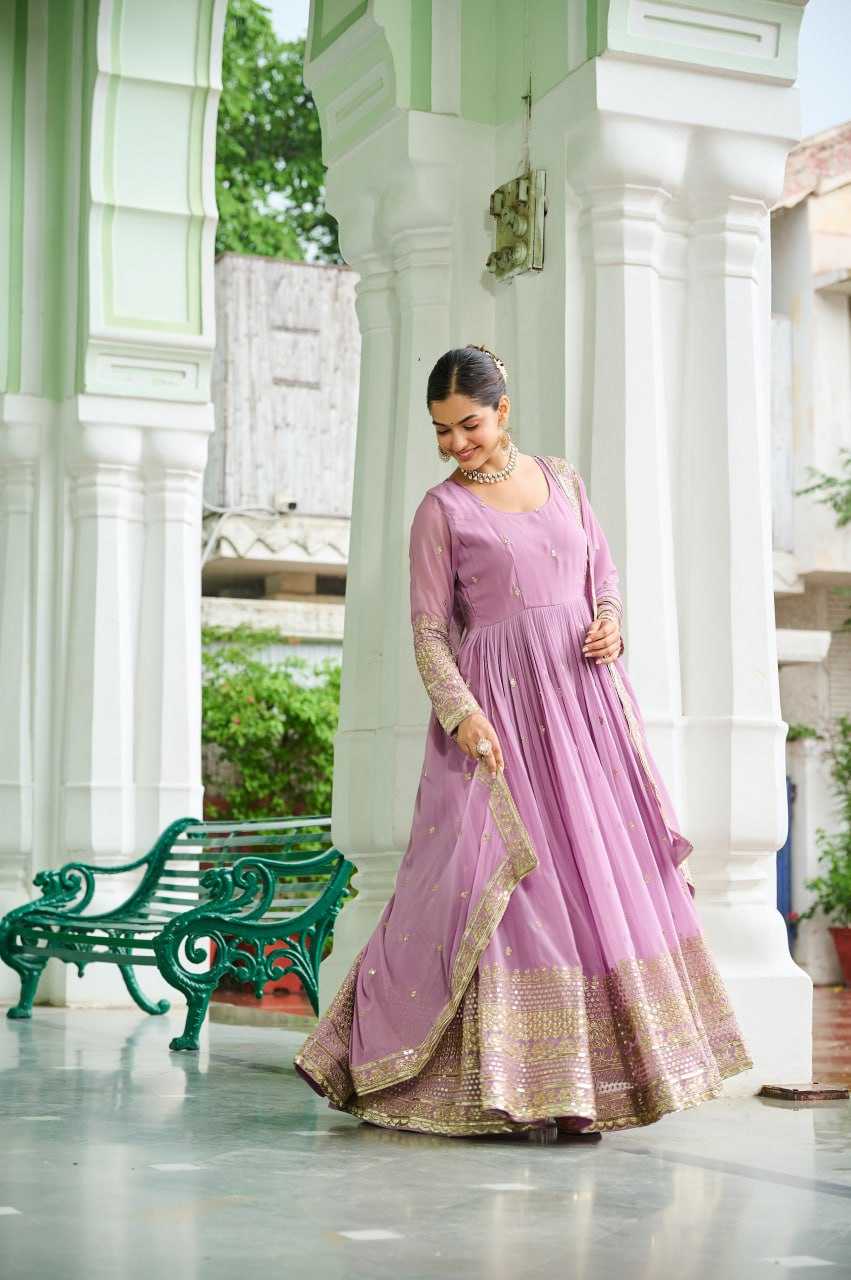 Faux Georgette Embroidery Anarkali Fancy Gowns
