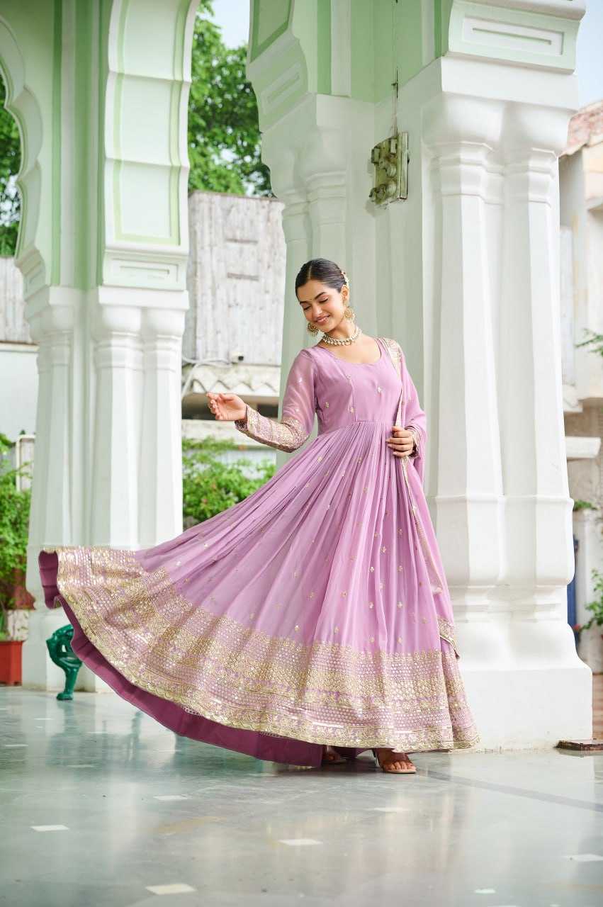 Faux Georgette Embroidery Anarkali Fancy Gowns
