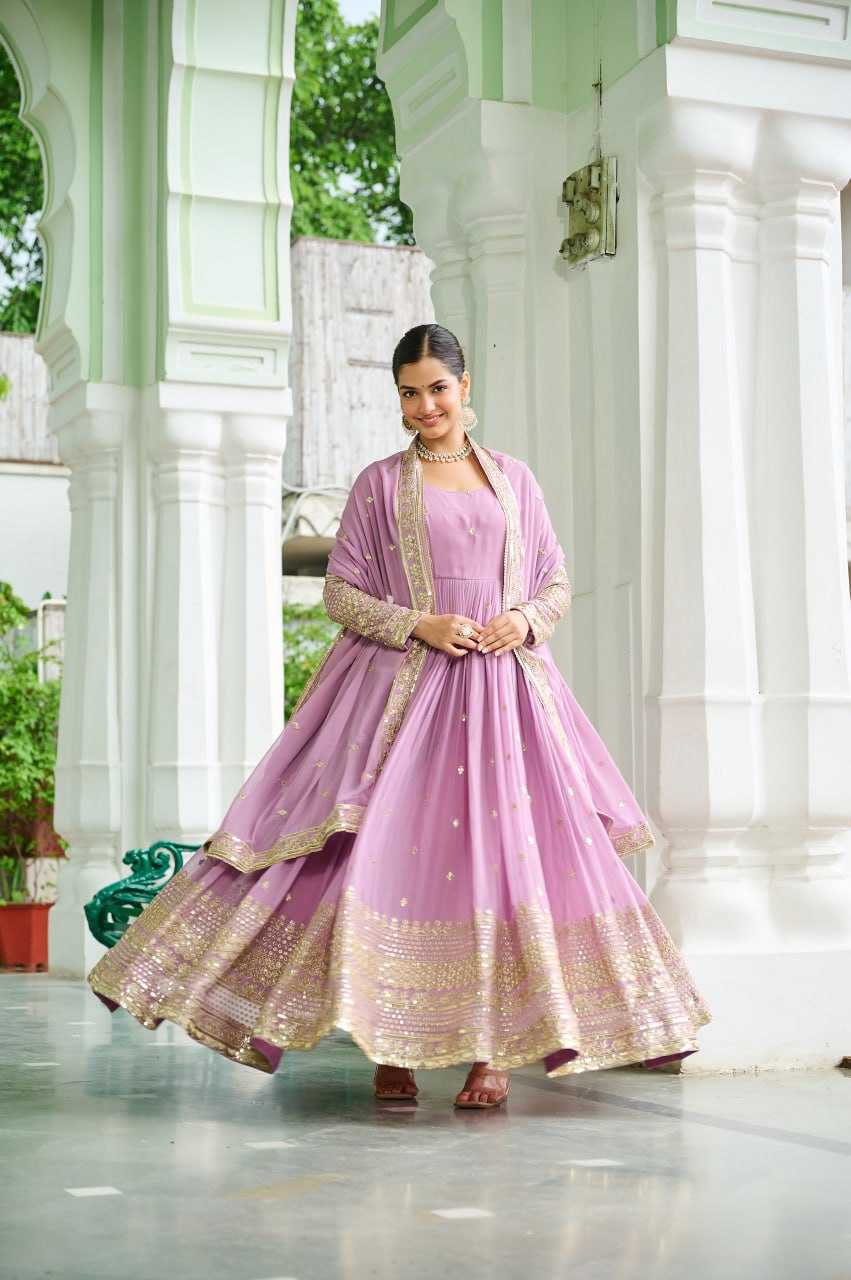Faux Georgette Embroidery Anarkali Fancy Gowns