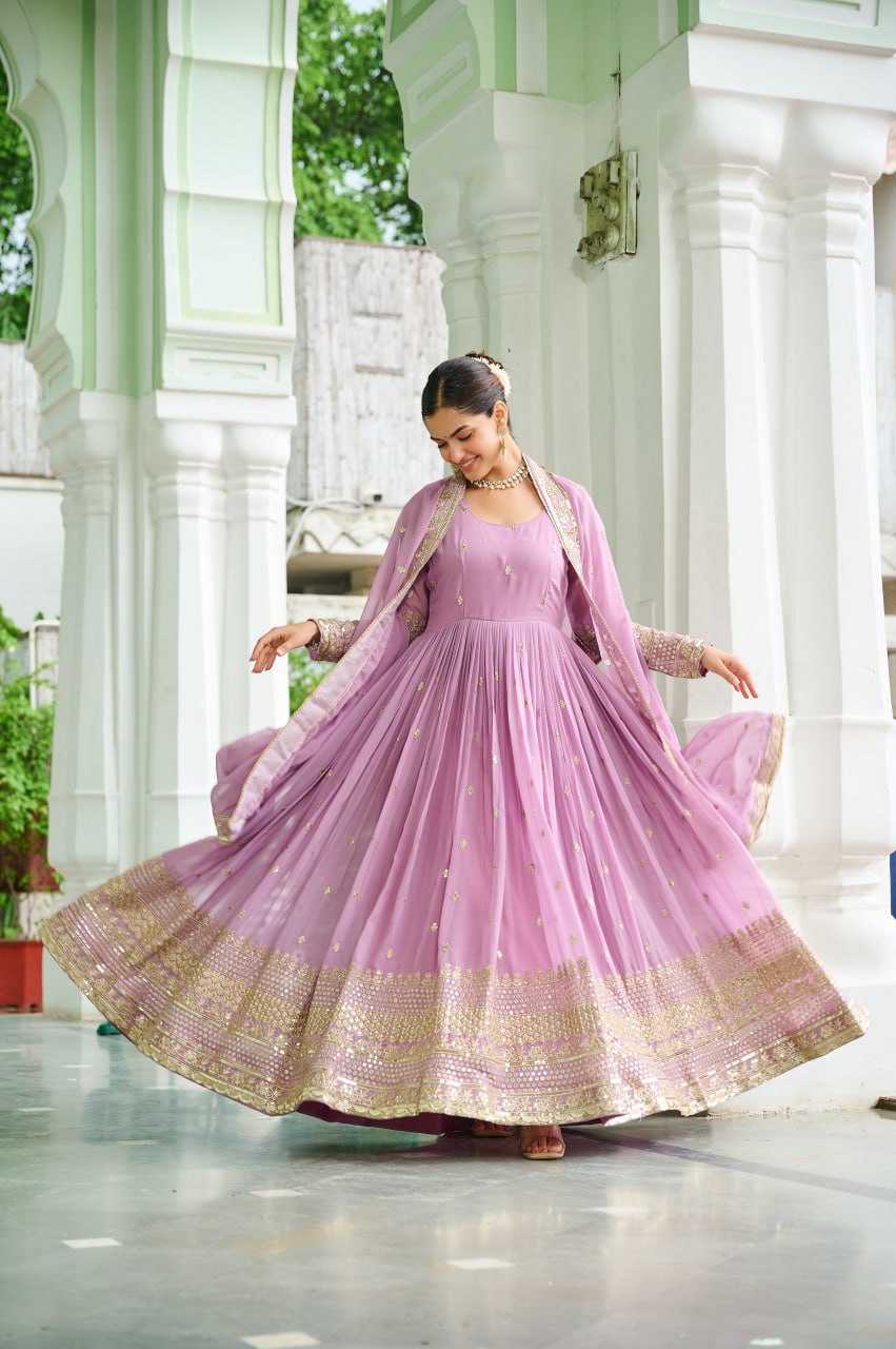 Faux Georgette Embroidery Anarkali Fancy Gowns