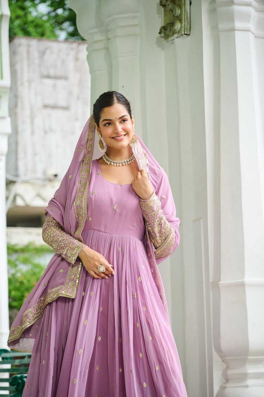 Faux Georgette Embroidery Anarkali Fancy Gowns