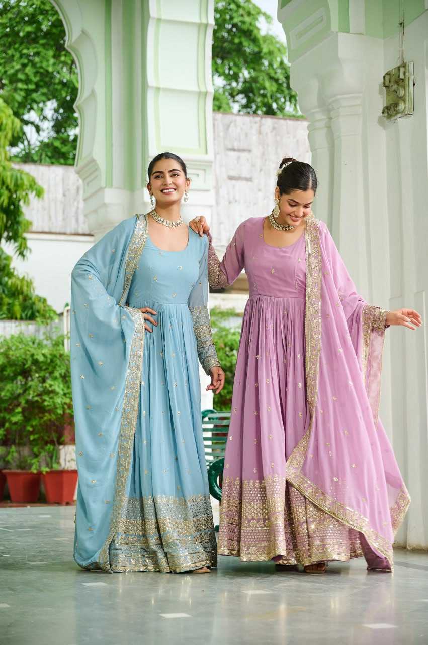 Faux Georgette Embroidery Anarkali Fancy Gowns