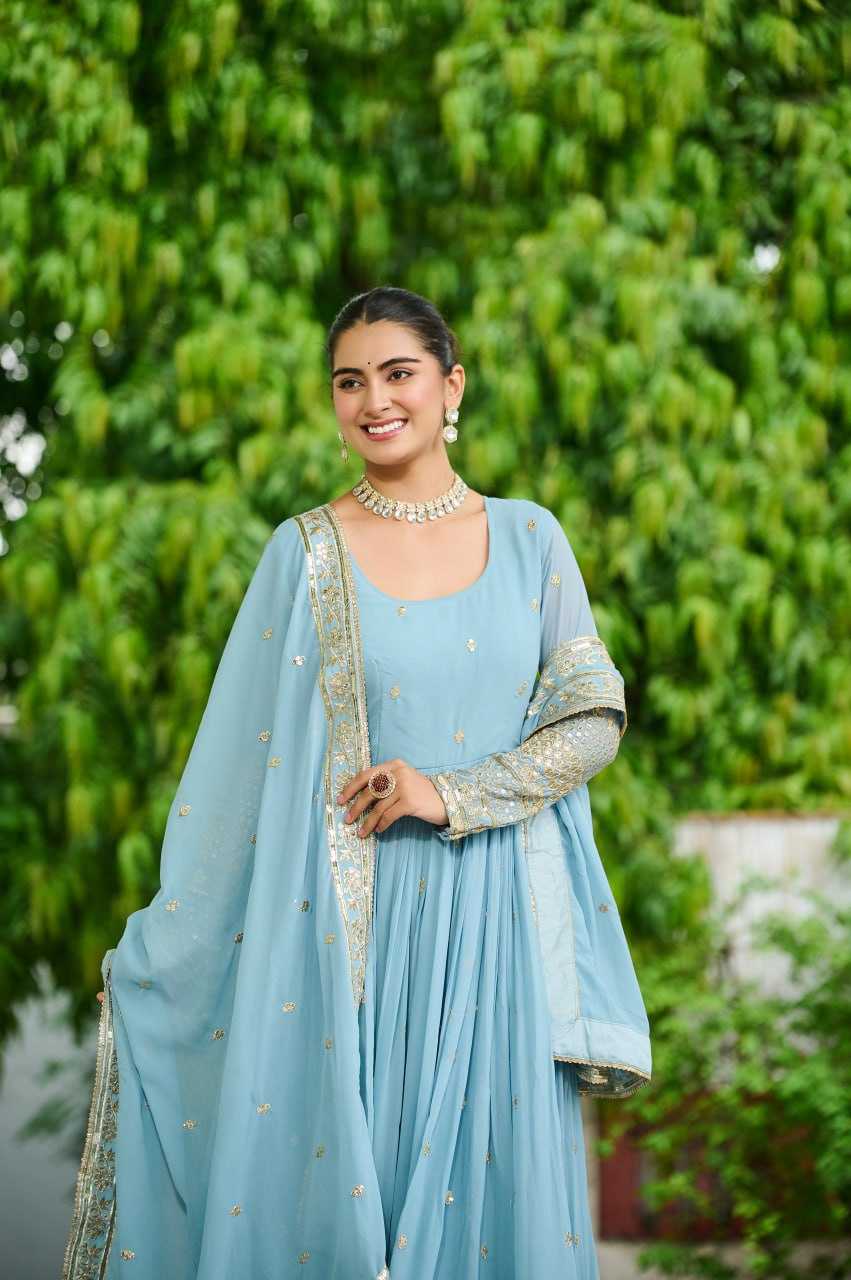 Faux Georgette Embroidery Anarkali Fancy Gowns