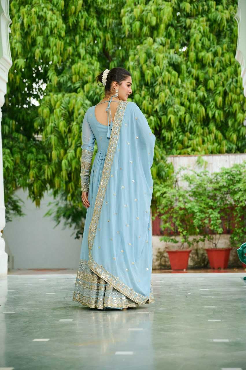 Faux Georgette Embroidery Anarkali Fancy Gowns