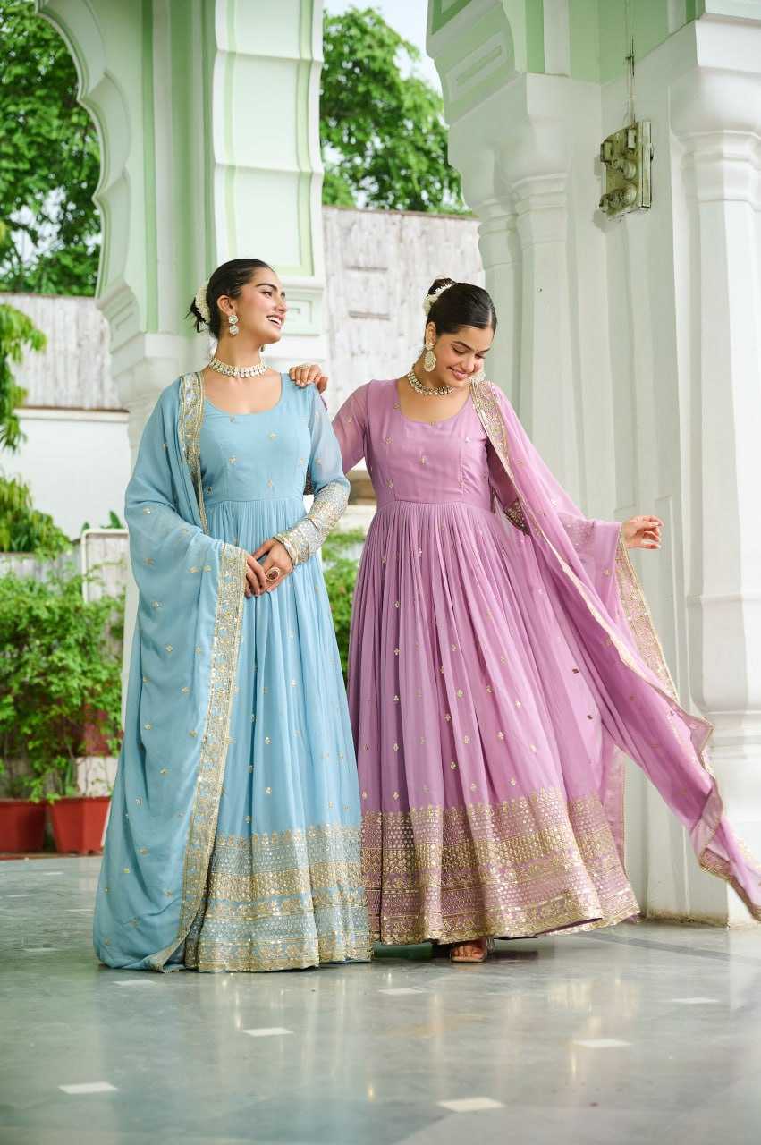 Faux Georgette Embroidery Anarkali Fancy Gowns