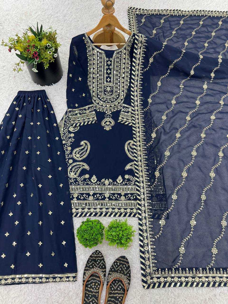 Faux Georgette Sharara Salwar Suits Designer Collection
