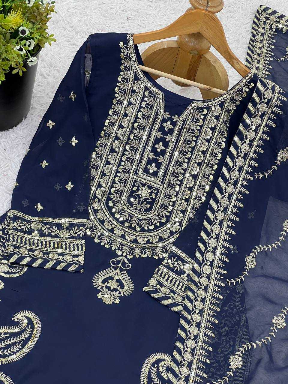 Faux Georgette Sharara Salwar Suits Designer Collection