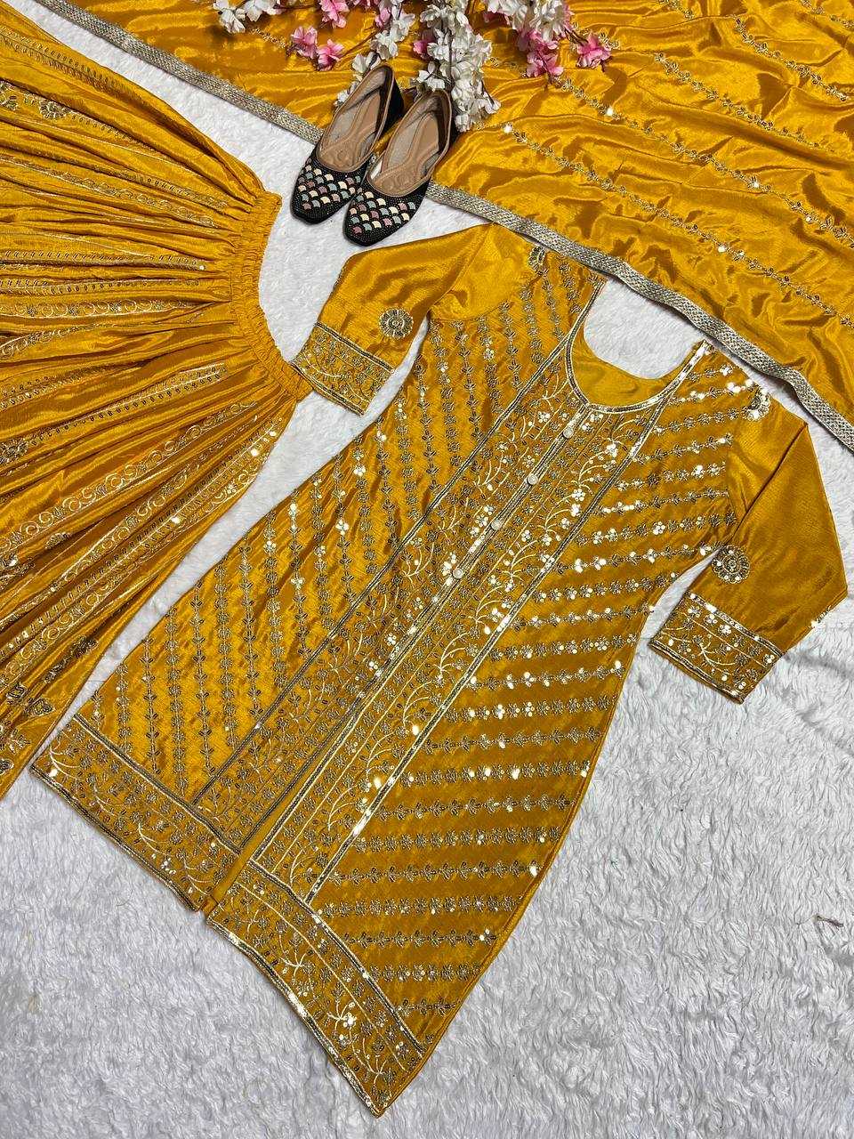 Faux Georgette Embroidery Sharara Salwar Suit