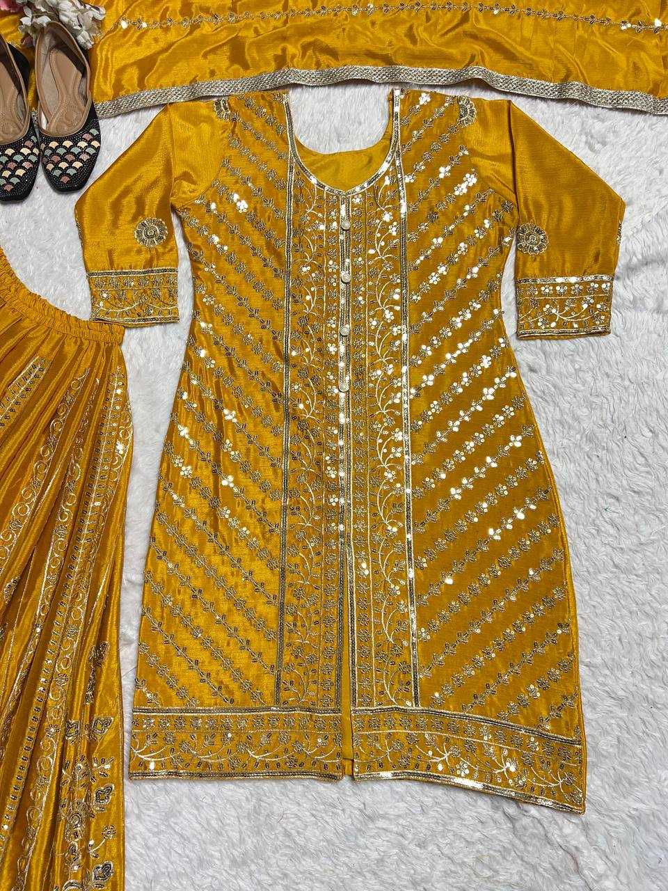 Faux Georgette Embroidery Sharara Salwar Suit