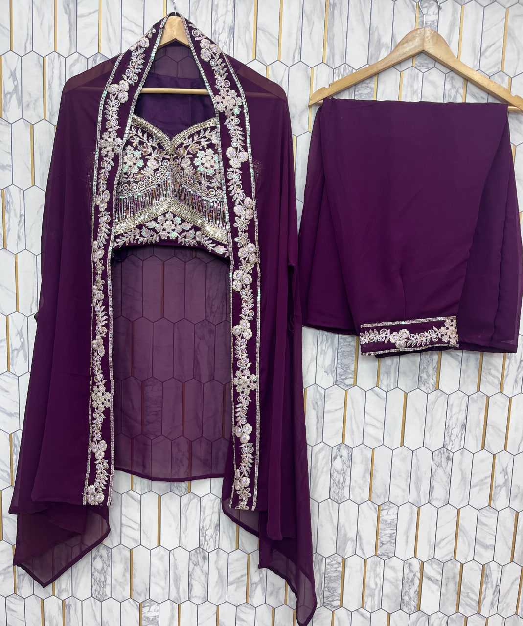 Faux Georgette Indo Western Wears Festive Collections