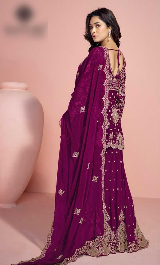 Designer Faux Georgette Sharara Salwar Suits