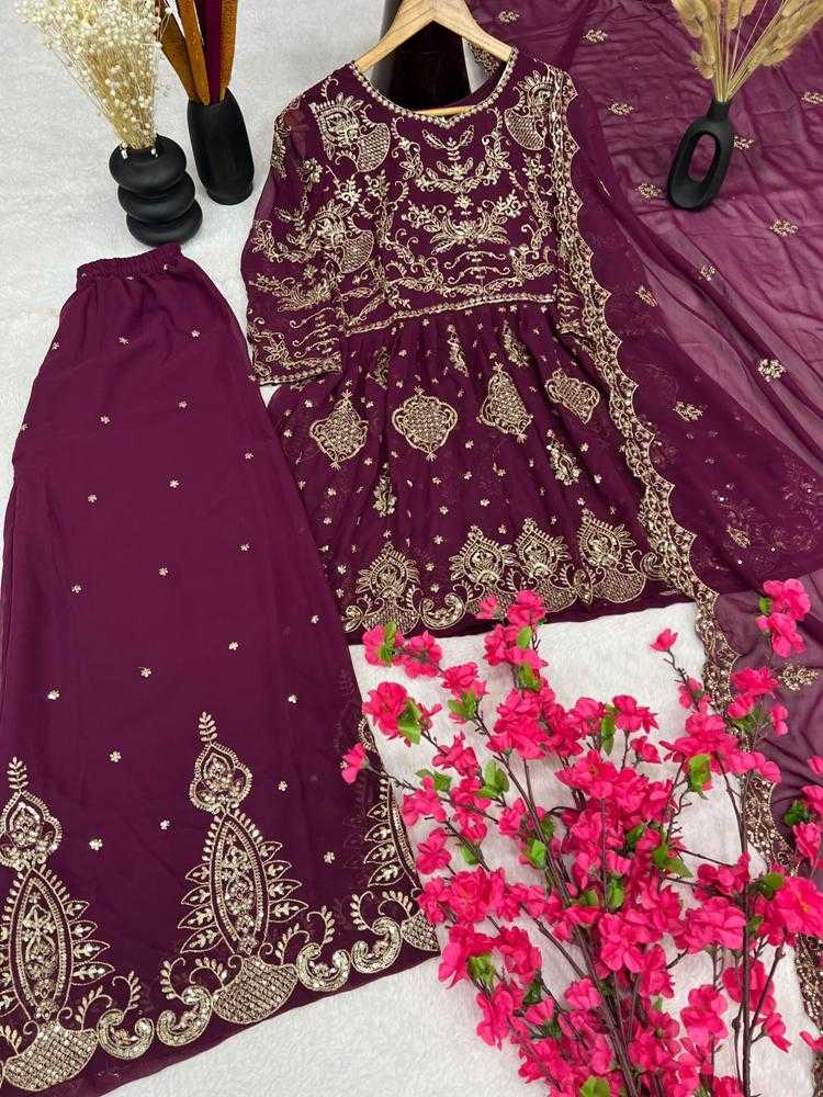 Designer Faux Georgette Sharara Salwar Suits