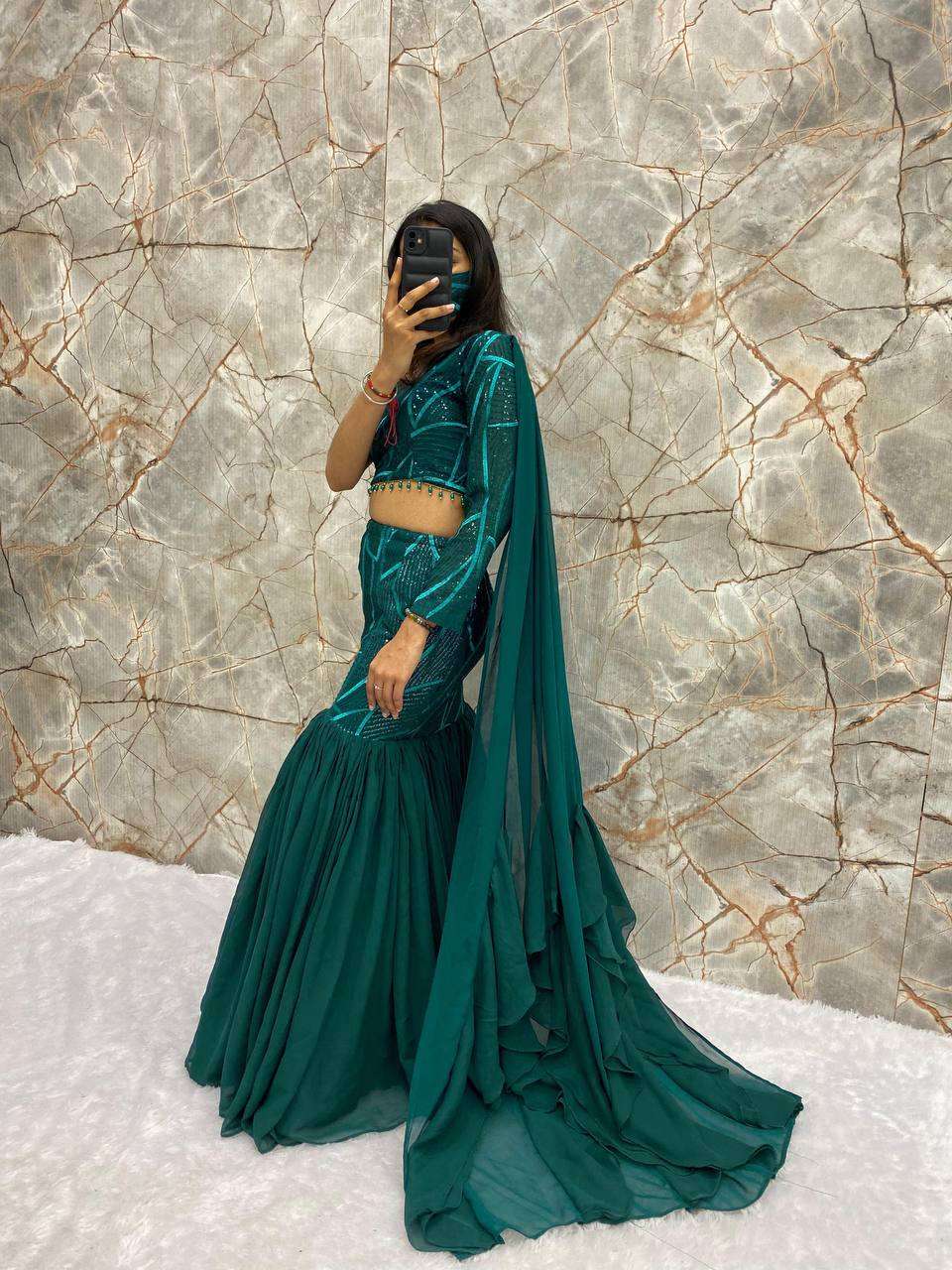 FAUX GEORGETTE DESIGNER FANCY LEHENGAS