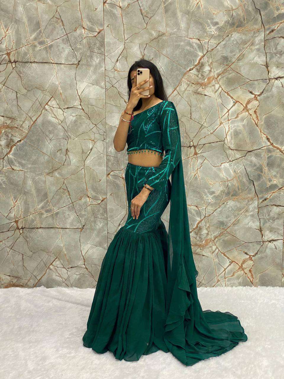 FAUX GEORGETTE DESIGNER FANCY LEHENGAS