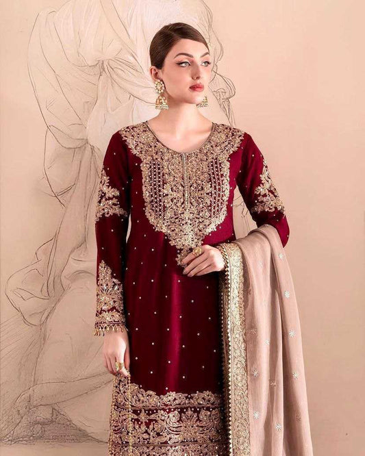 Georgette Embroidery Sharara Salwar Suit