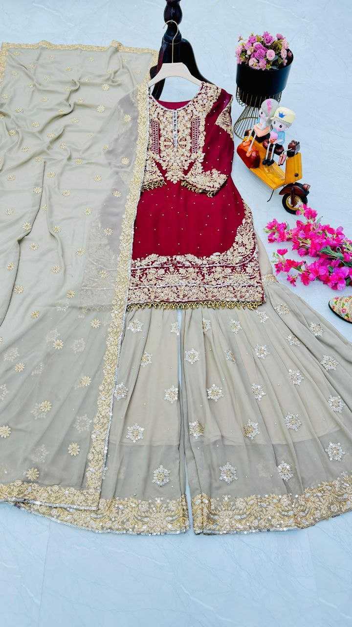 Georgette Embroidery Sharara Salwar Suit