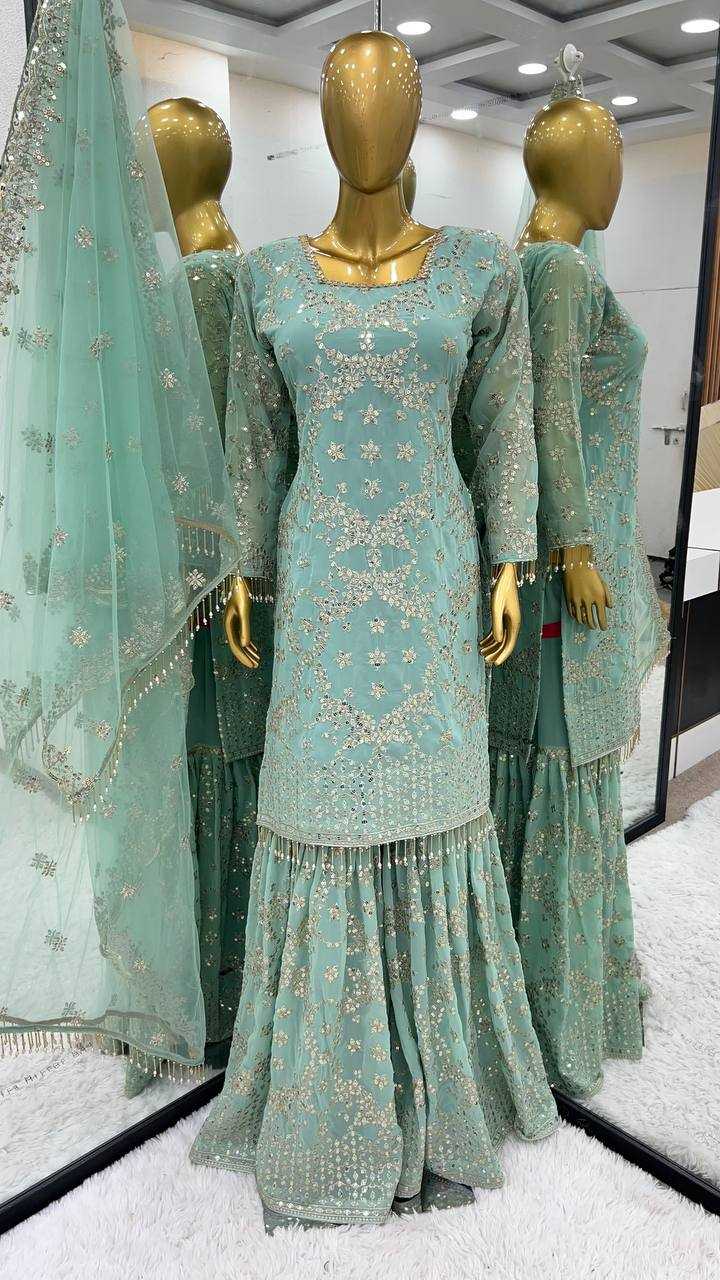 Georgette Sharara Salwar Suits Embroidery