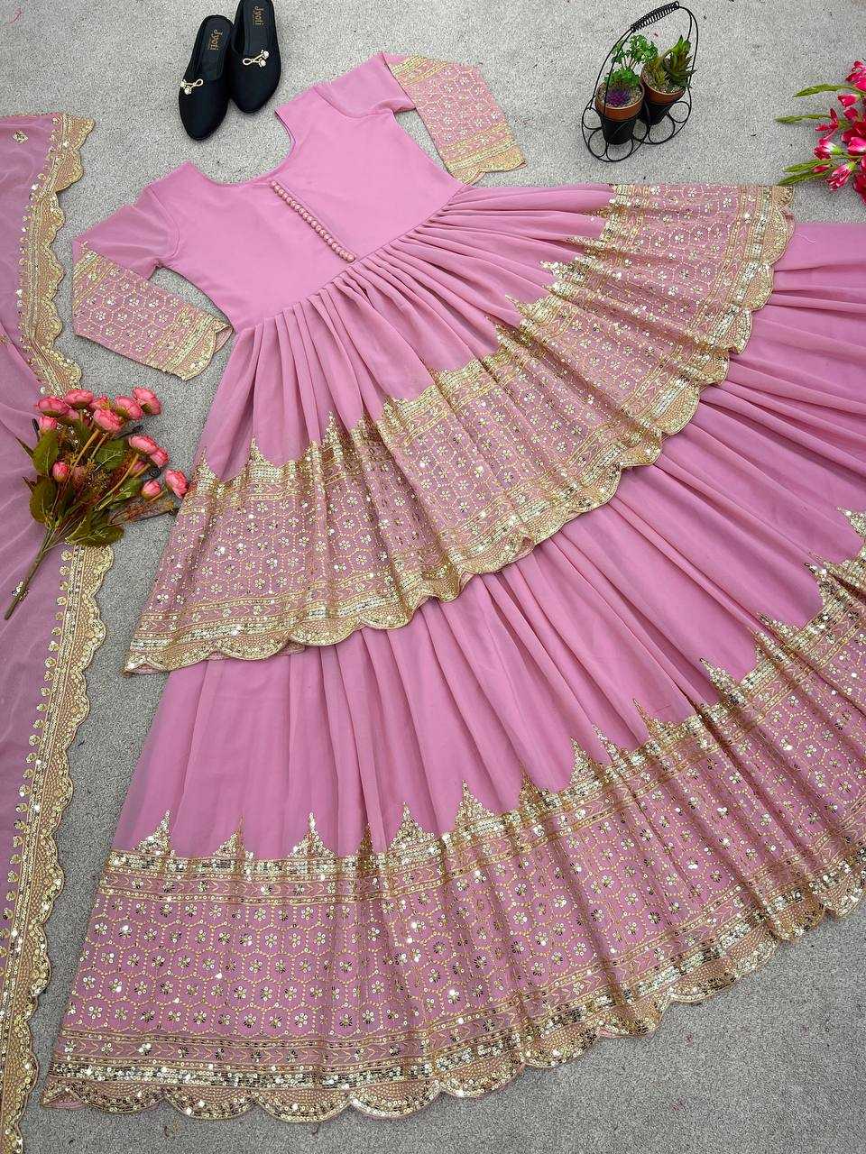 Georgette Embroidered Lehengas Wedding Collections