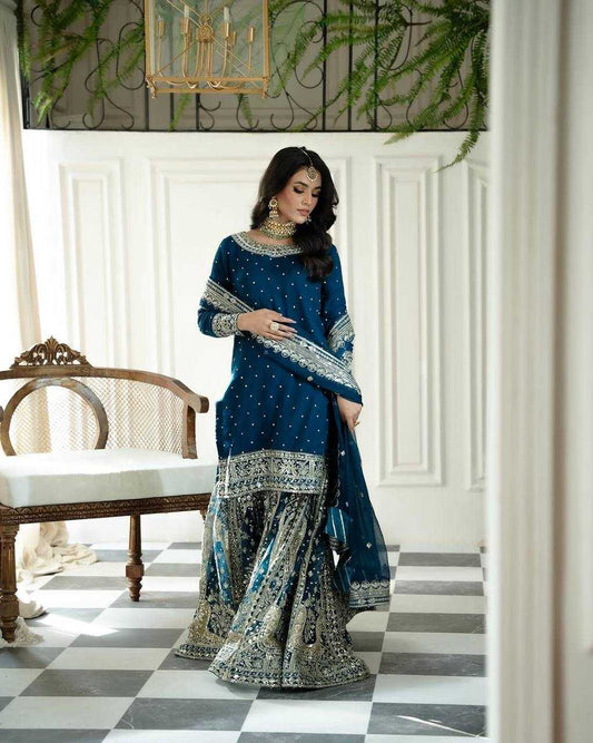 Georgette Embroidery Sharara Salwar Suits