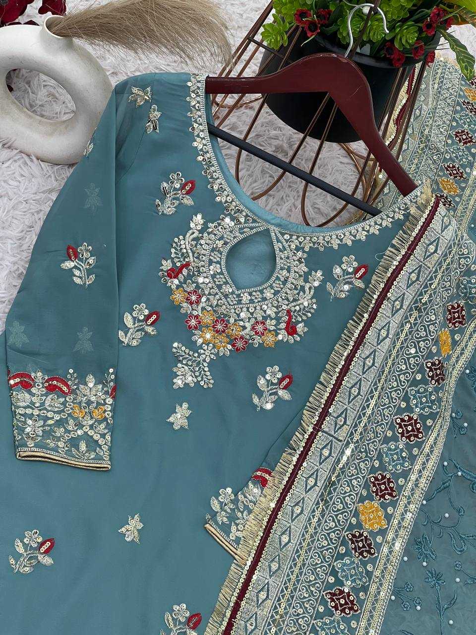 Embroidery Georgette Sharara Salwar Suits