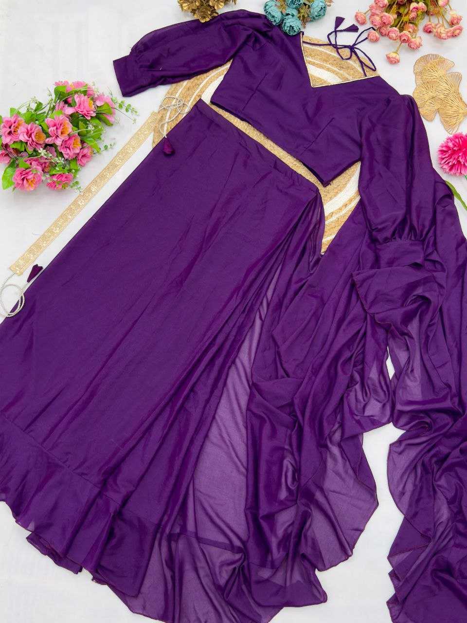Georgette Ruffle Sarees Bollywood Saree Collections