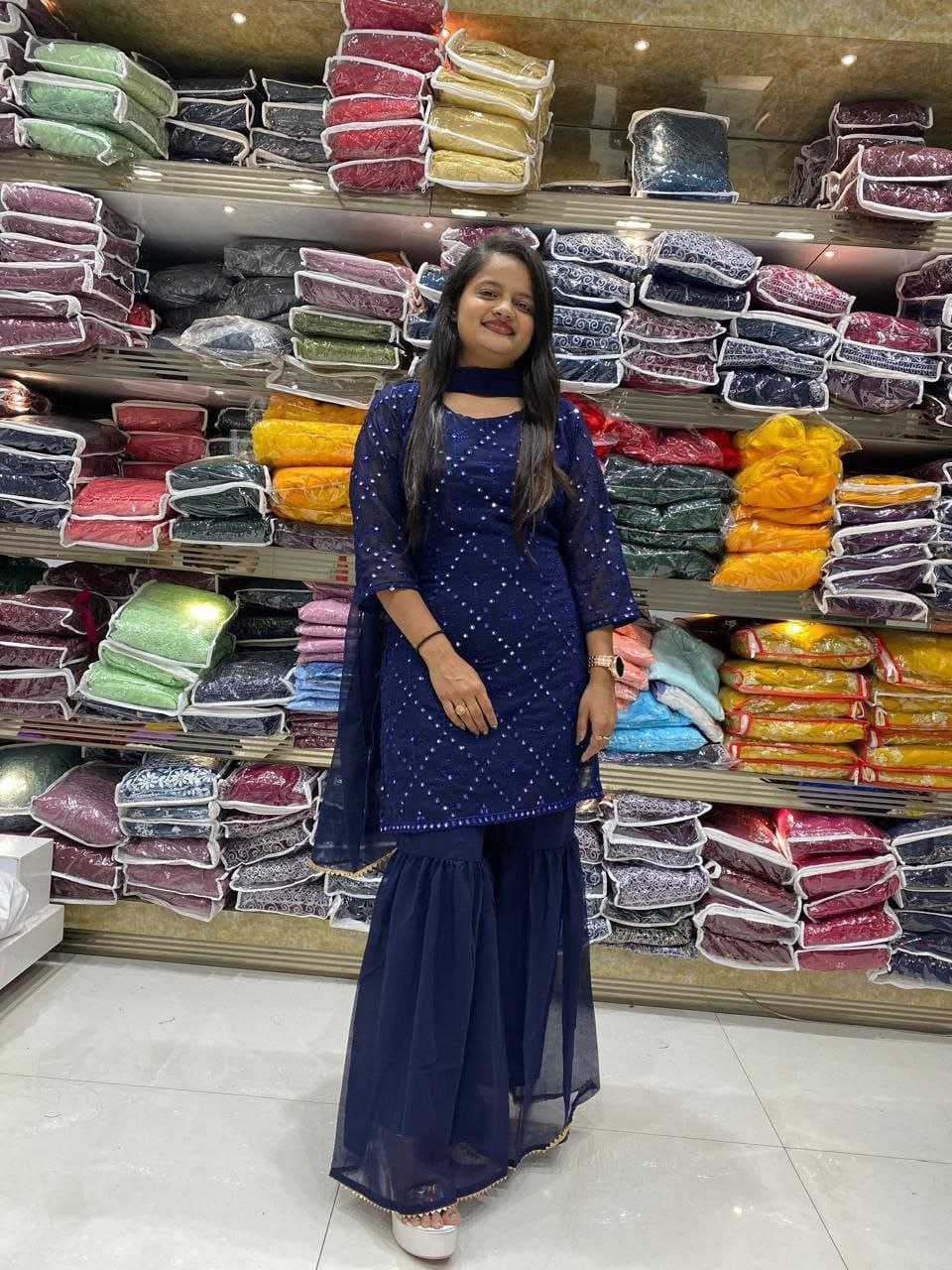 Designer Georgette Sharara Salwar Suit