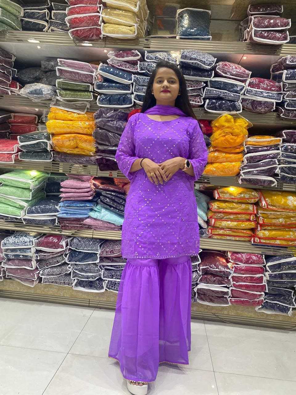 Designer Georgette Sharara Salwar Suit