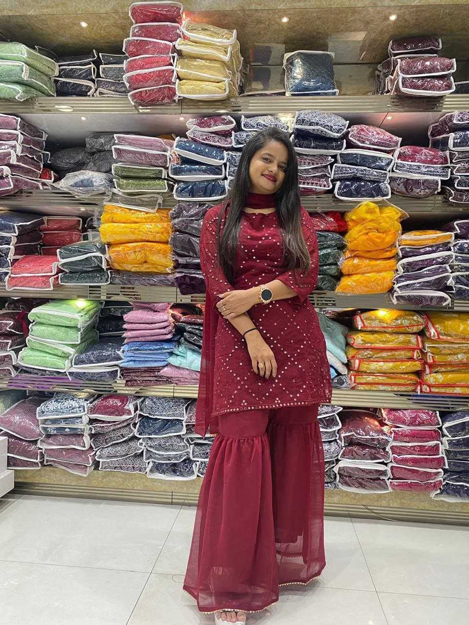 Designer Georgette Sharara Salwar Suit
