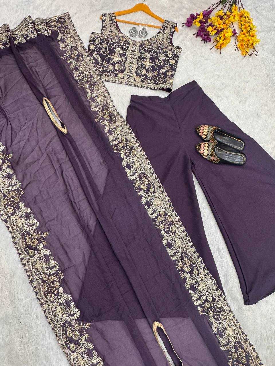 Georgette Embroidery Sharara Salwar Suit