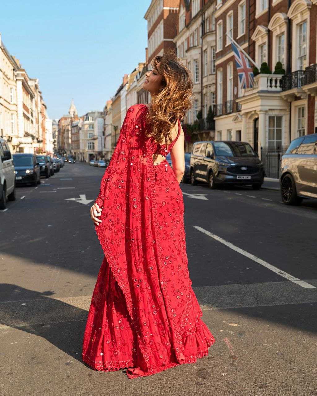 Georgette LEELA Party Wear Red Saree