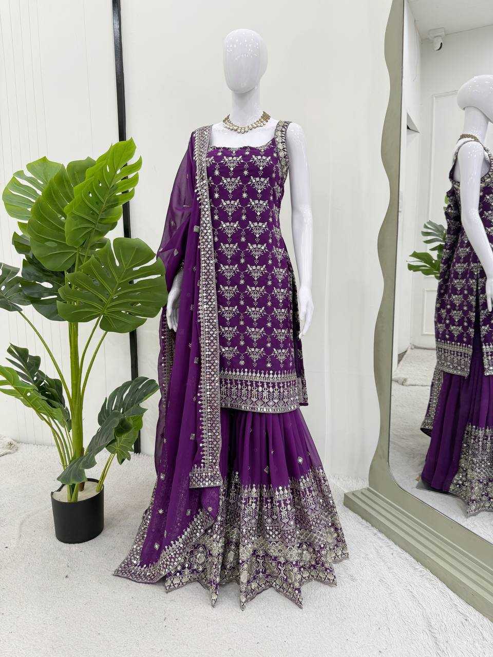 Georgette Embroidery Sharara Salwar Suit