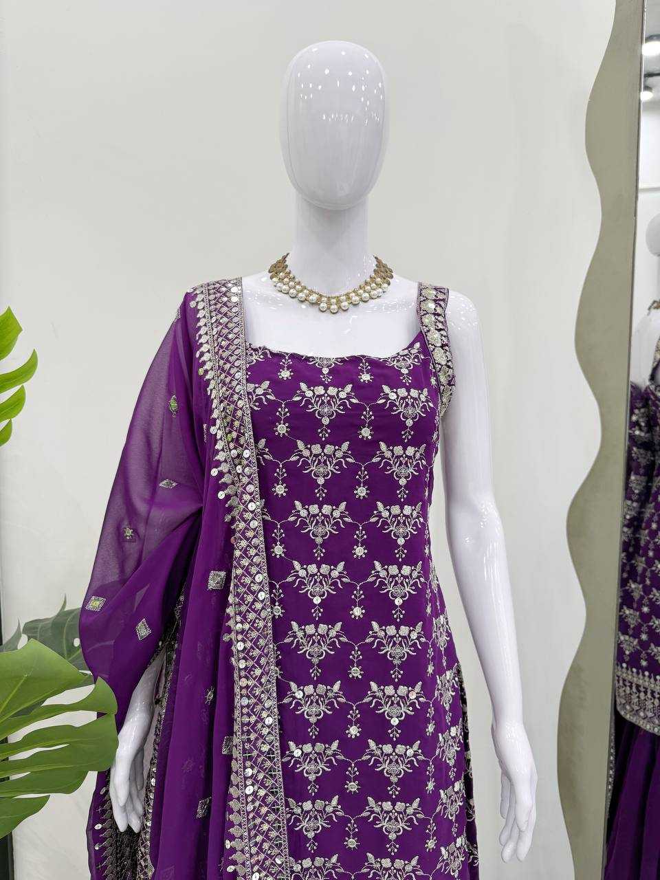 Georgette Embroidery Sharara Salwar Suit