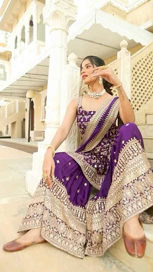 Georgette Embroidery Sharara Salwar Suit