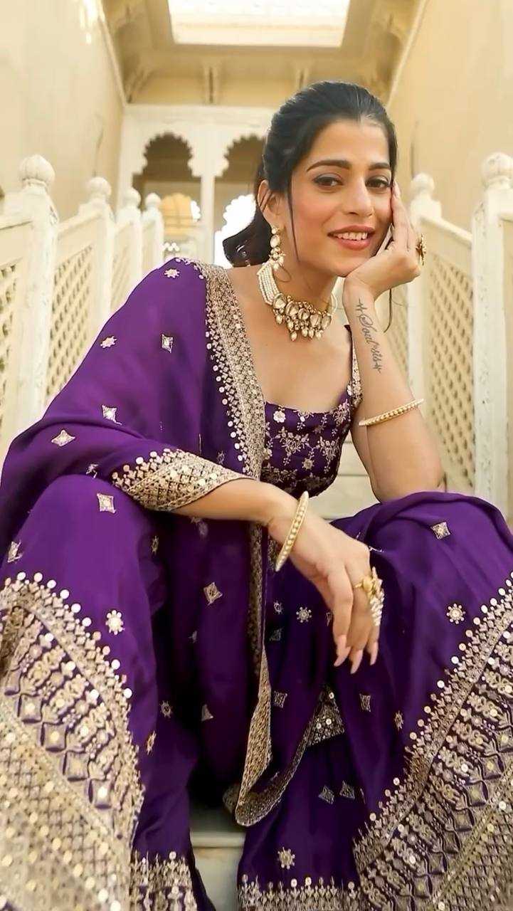 Georgette Embroidery Sharara Salwar Suit
