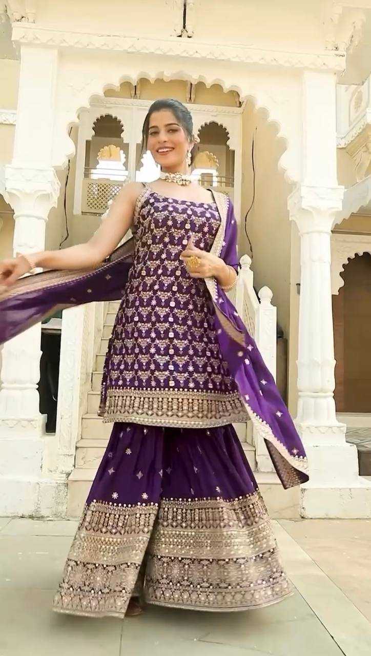 Georgette Embroidery Sharara Salwar Suit