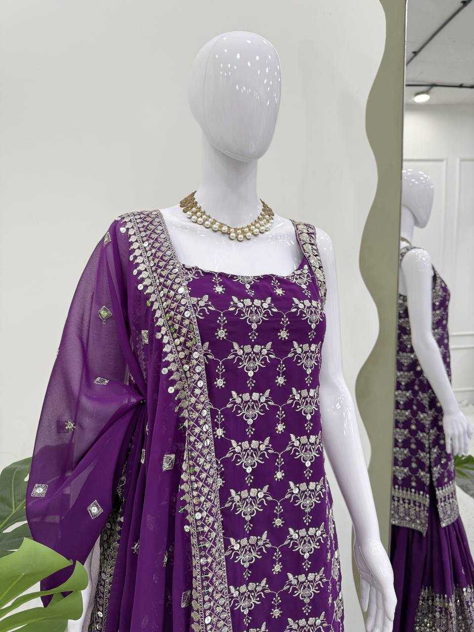 Georgette Embroidery Sharara Salwar Suit