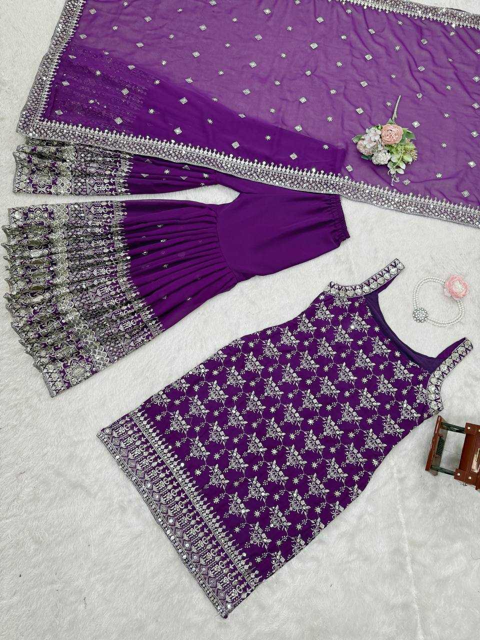 Georgette Embroidery Sharara Salwar Suit